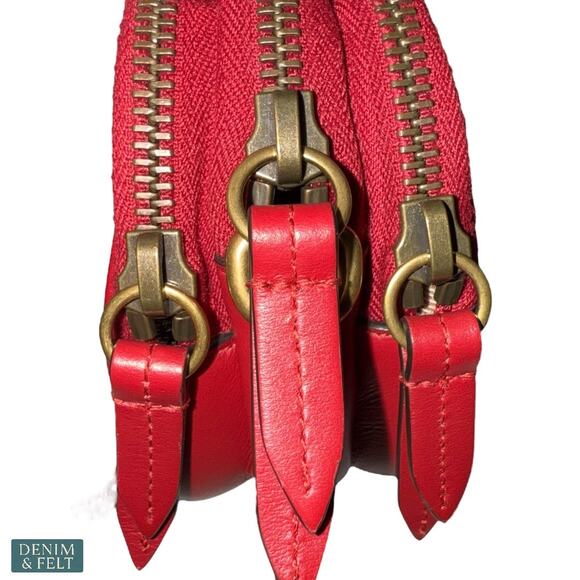 Gucci GG Marmont Mini Red Leather Triple Zip Crossbody Chain Bag/Purse Authentic - Picture 9 of 16